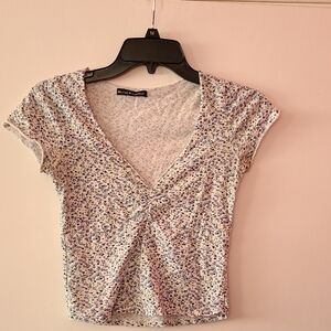 Brandy Melville Blue Ruched Crop Blouse